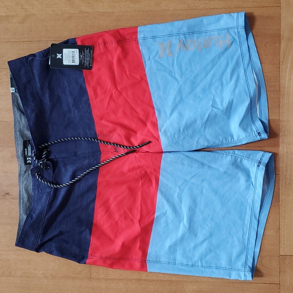 Men HURLEY 20 inch Board Shorts Swim Trunks Size 32 tri-color NWT